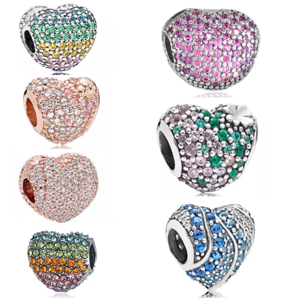 7 Sparkling Heart Collection Charm Bundle /Not Pandora